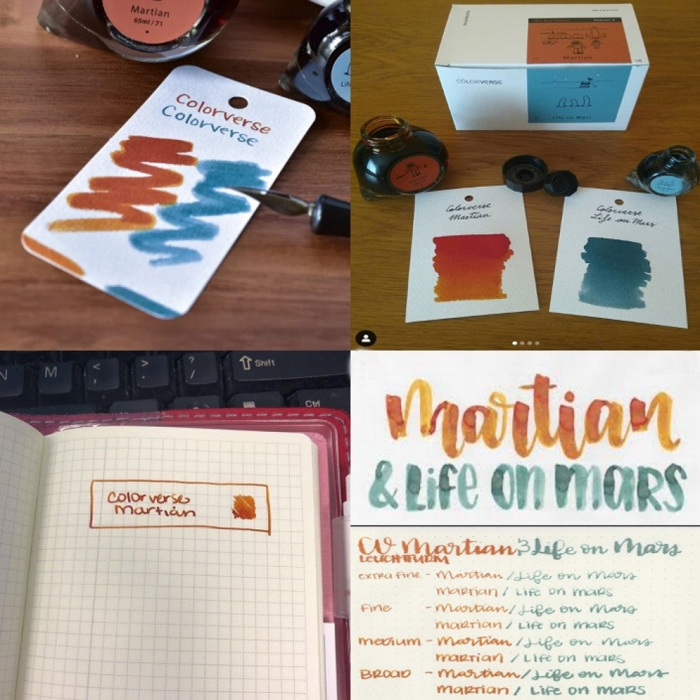 Colorverse Ink | Martian (65ml) and Life On Mars (15ml) | Orange and Gray | 2 Bottle Set | Dye-Based Nontoxic - penpencilink