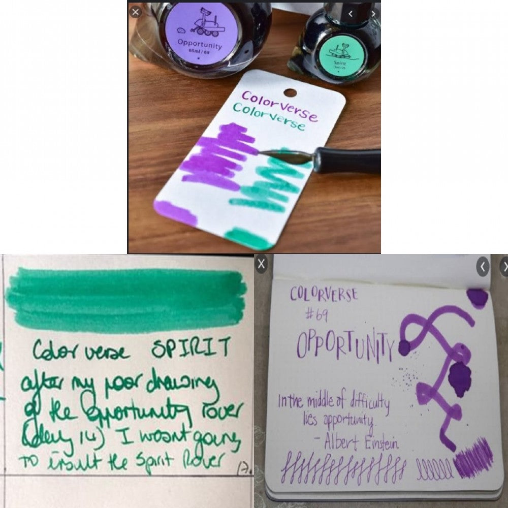Colorverse Ink | Season 5 | The Red Planet | Opportunity (65ml) and Spirit (15ml) | Purple and Green | 2 Bottle Set | Dye-Based Nontoxic - penpencilink