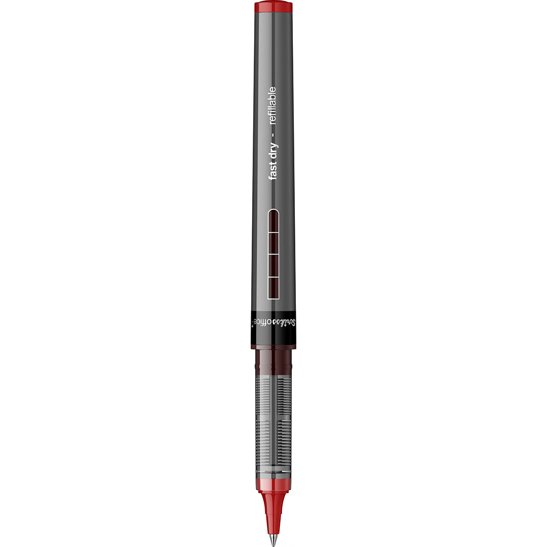 Scrikss PI-8 Roller Pen 0.7mm - Fast Drying Ink, Chrome Plated Tip, Ink Level Indicator - Set of 3 (Red)