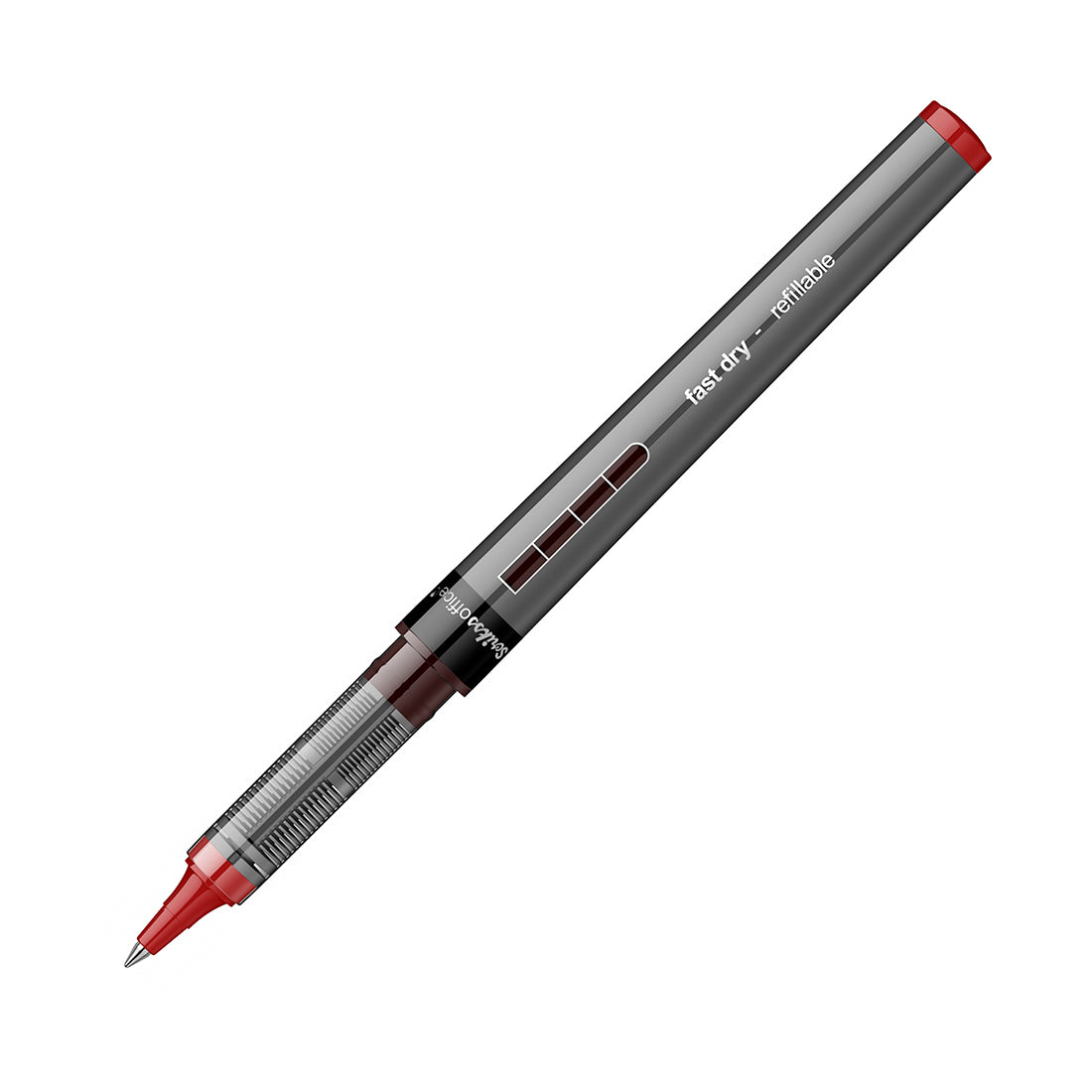 Scrikss PI-8 Roller Pen 0.7mm - Fast Drying Ink, Chrome Plated Tip, Ink Level Indicator - Set of 3 (Red)