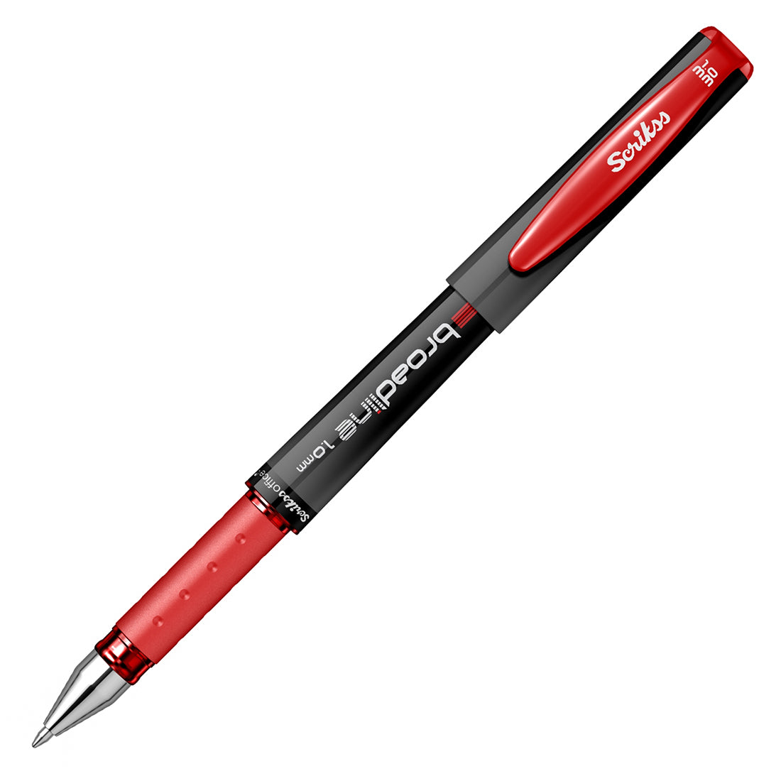 Scrikss Office Broadline 1.0mm Gel Pen - Fast Dry Gel Ink, Smooth Writing, ABS Plastic Body - Set of 6 Pens (Red, Black & Blue)