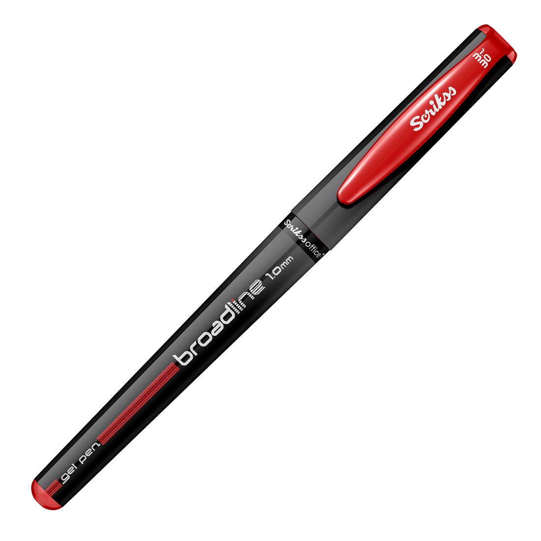 Scrikss Office Broadline 1.0mm Gel Pen - Fast Dry Gel Ink, Smooth Writing, ABS Plastic Body - Set of 6 Pens (Red, Black & Blue)