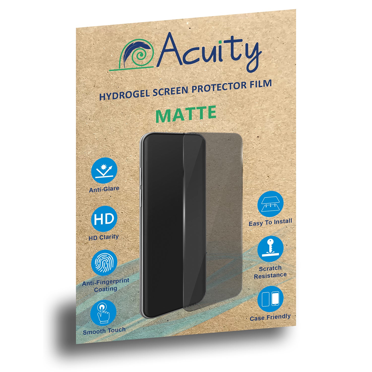Acuity Premium Matte Hydrogel Screen Protector for Mobile Phones - 0.18mm Ultra-Thin, Anti-Glare Matte Film, Anti-Fingerprint, Smooth Touch, Scratch Resistant