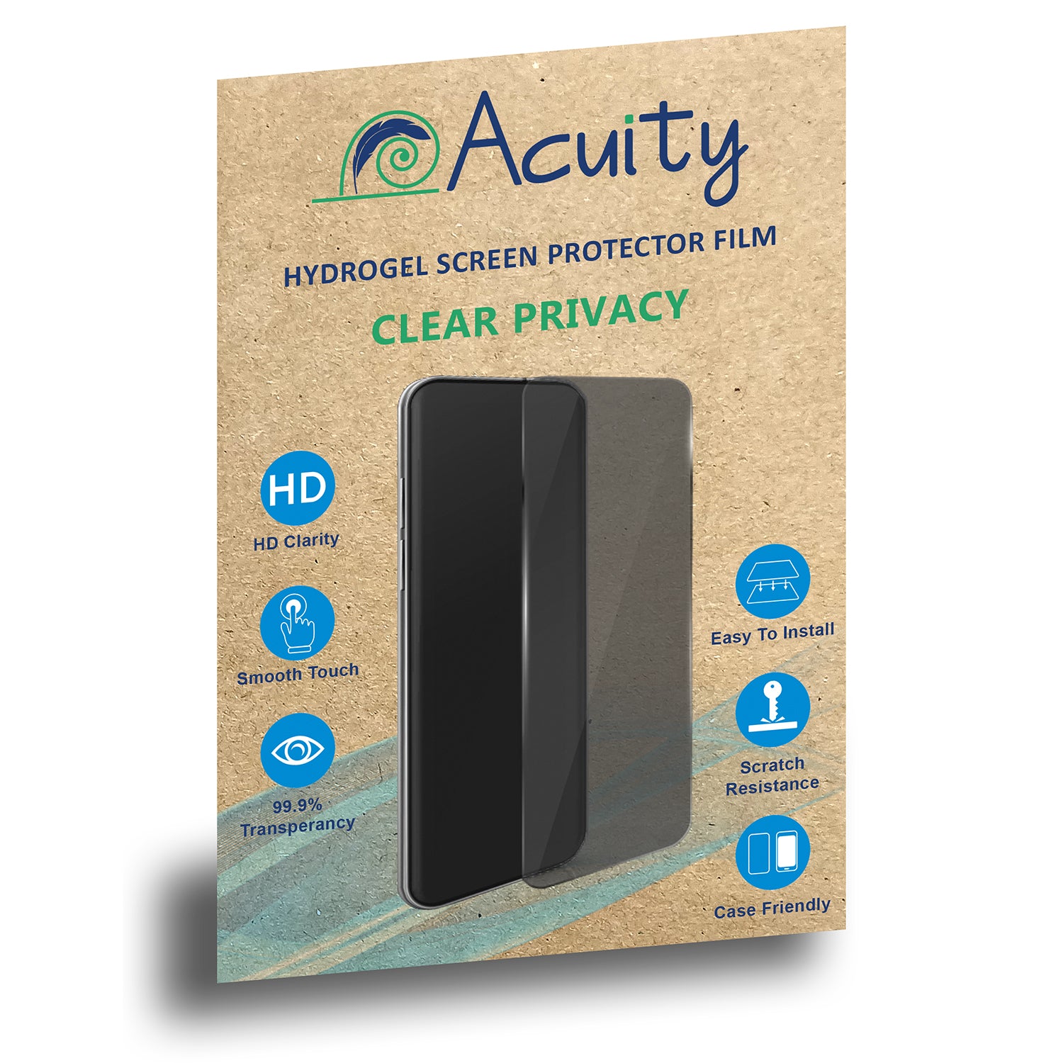 Acuity Premium Privacy Hydrogel Clear Finish Screen Protector Film (Not Glass) for Mobile Phones – Side View Privacy, 0.18mm Thick, Smooth Touch, Scratch Resistant