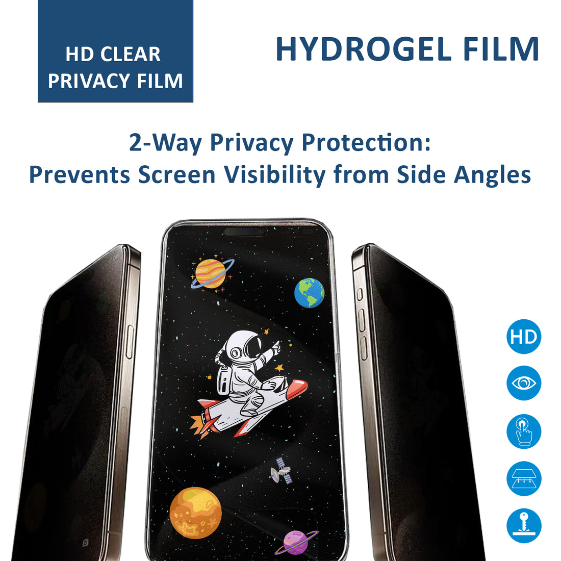 Acuity Premium Privacy Hydrogel Clear Finish Screen Protector Film (Not Glass) for Mobile Phones – Side View Privacy, 0.18mm Thick, Smooth Touch, Scratch Resistant