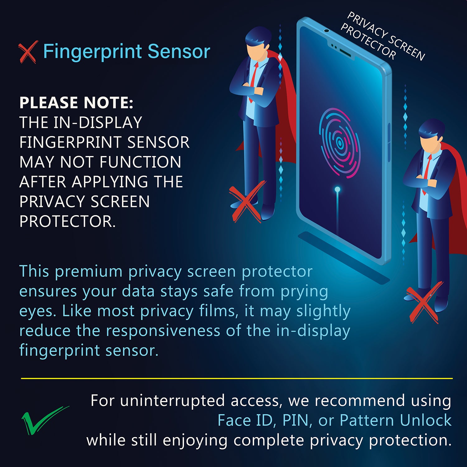 Acuity Premium Privacy Hydrogel Clear Finish Screen Protector Film (Not Glass) for Mobile Phones – Side View Privacy, 0.18mm Thick, Smooth Touch, Scratch Resistant