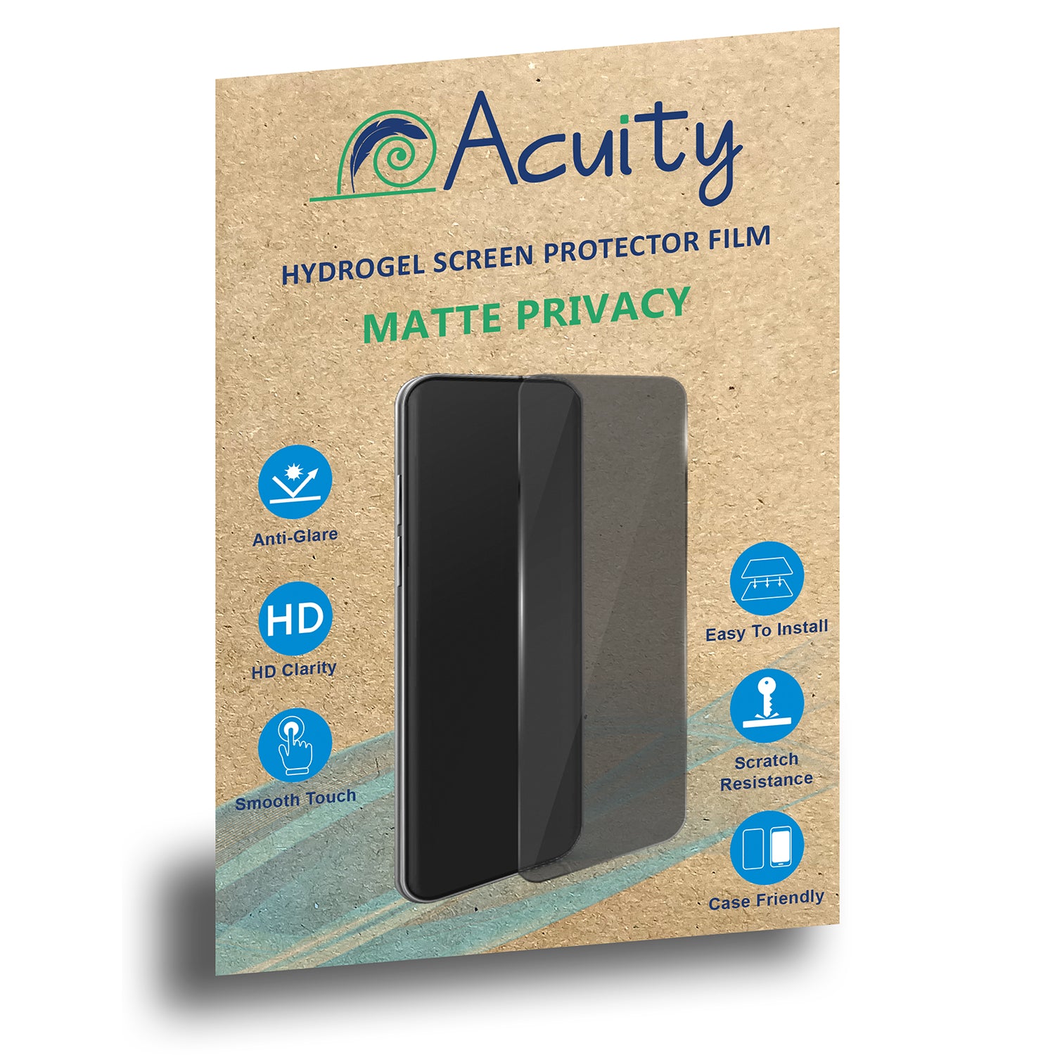 Acuity Premium Privacy Hydrogel Matte Finish Screen Protector Film (Not Glass) for Mobile Phones – Side View Privacy, Anti-Glare, 0.18mm Thick, Smooth Touch, Scratch Resistant
