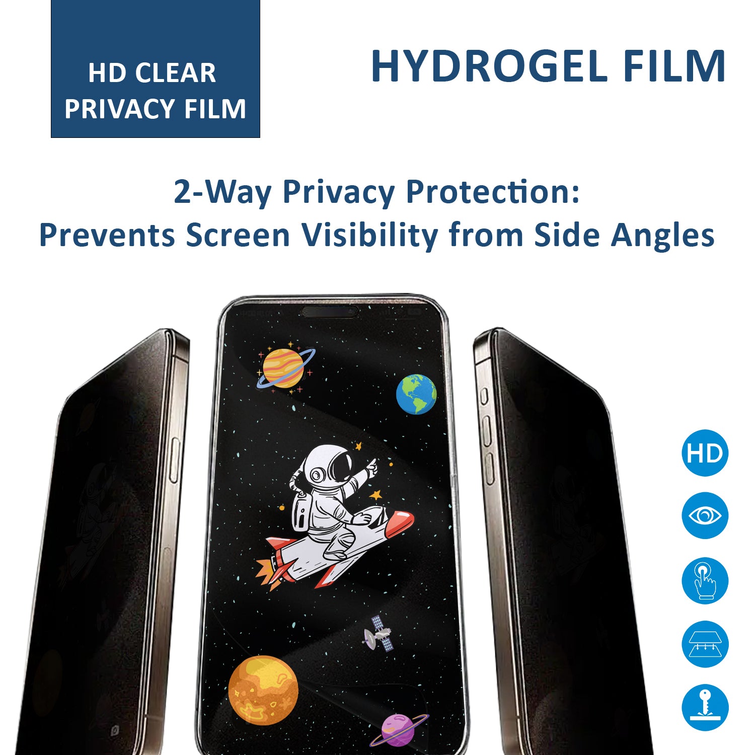 Acuity Premium Privacy Hydrogel Clear Finish Screen Protector Film (Not Glass) for Mobile Phones – Side View Privacy, 0.18mm Thick, Smooth Touch, Scratch Resistant