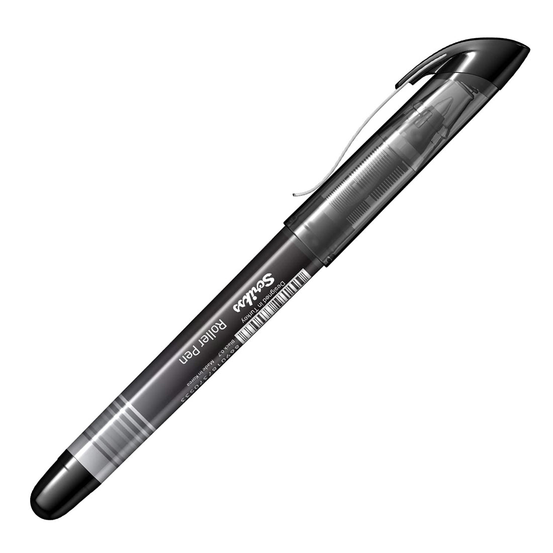 Scrikss Office 0.7 mm Roller Pen - Water Based Fast Drying Ink, ABS Plastic Body, Chrome Plated Tip - SR68 Black Set of 3