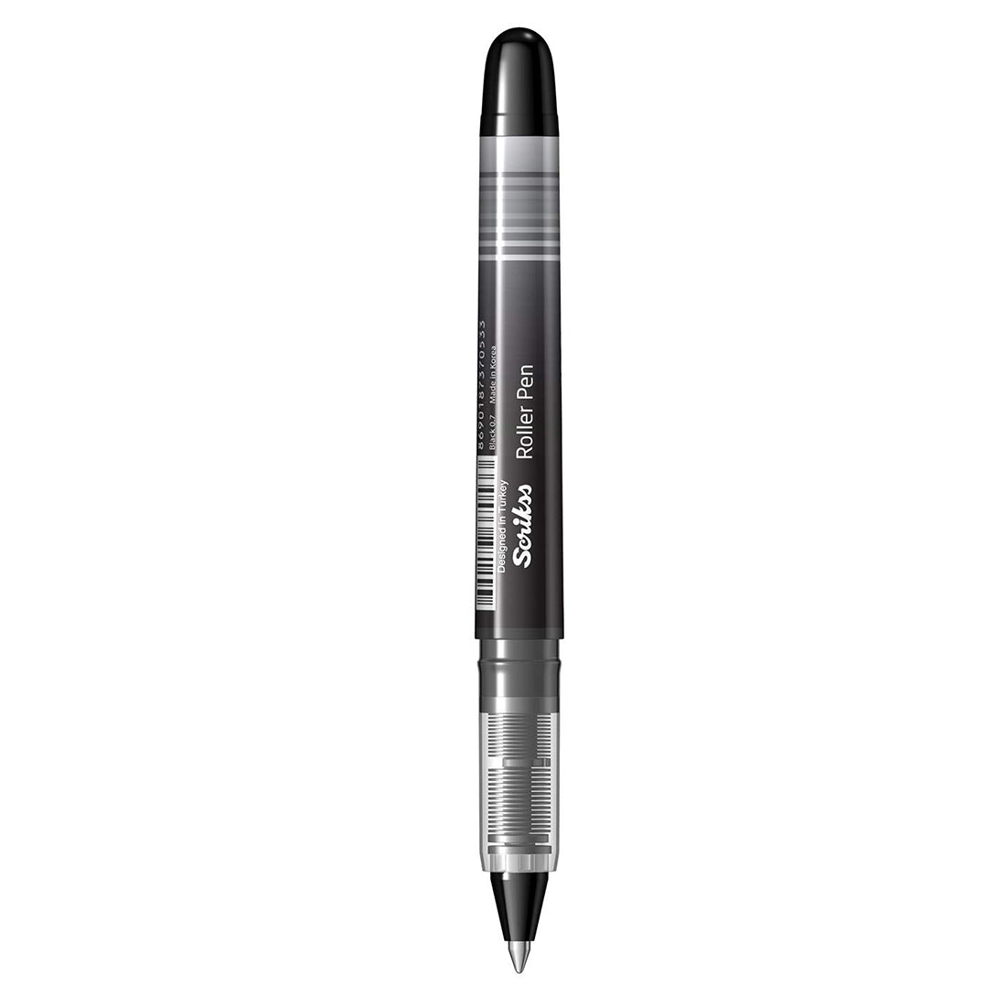 Scrikss Office 0.7 mm Roller Pen - Water Based Fast Drying Ink, ABS Plastic Body, Chrome Plated Tip - SR68 Black Set of 3