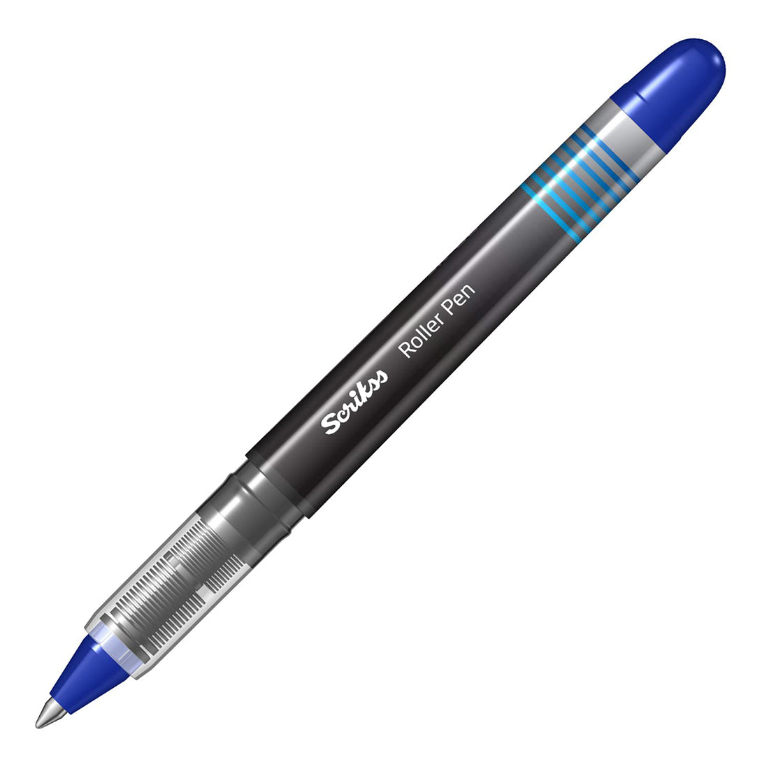 Scrikss Office 0.7 mm Roller Pen - Water Based Fast Drying Ink, ABS Plastic Body, Chrome Plated Tip - SR68 Blue Set of 3