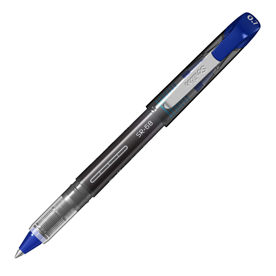 Scrikss Office 0.7 mm Roller Pen - Water Based Fast Drying Ink, ABS Plastic Body, Chrome Plated Tip - SR68 Blue Set of 3