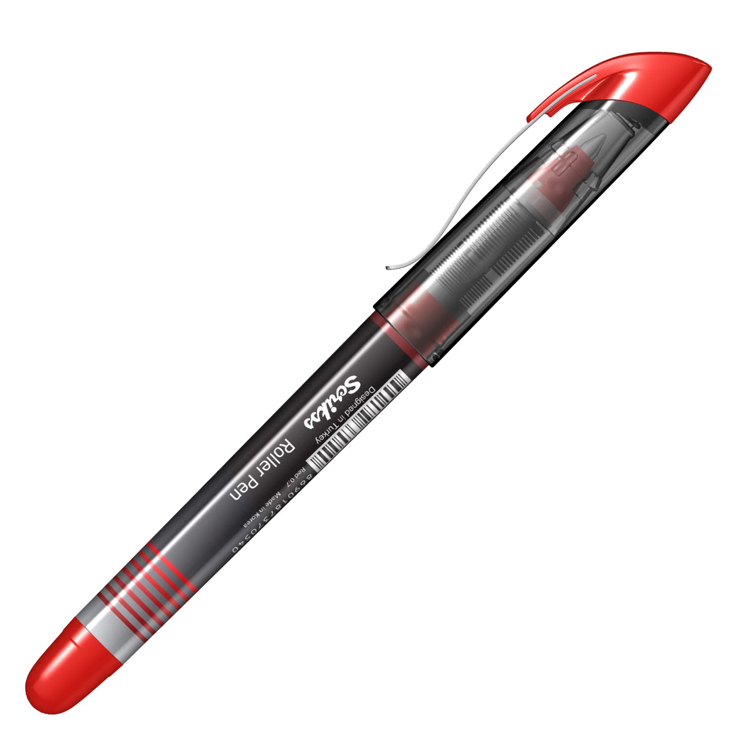 Scrikss Office 0.7 mm Roller Pen - Water Based Fast Drying Ink, ABS Plastic Body, Chrome Plated Tip - SR68 Red Set of 3