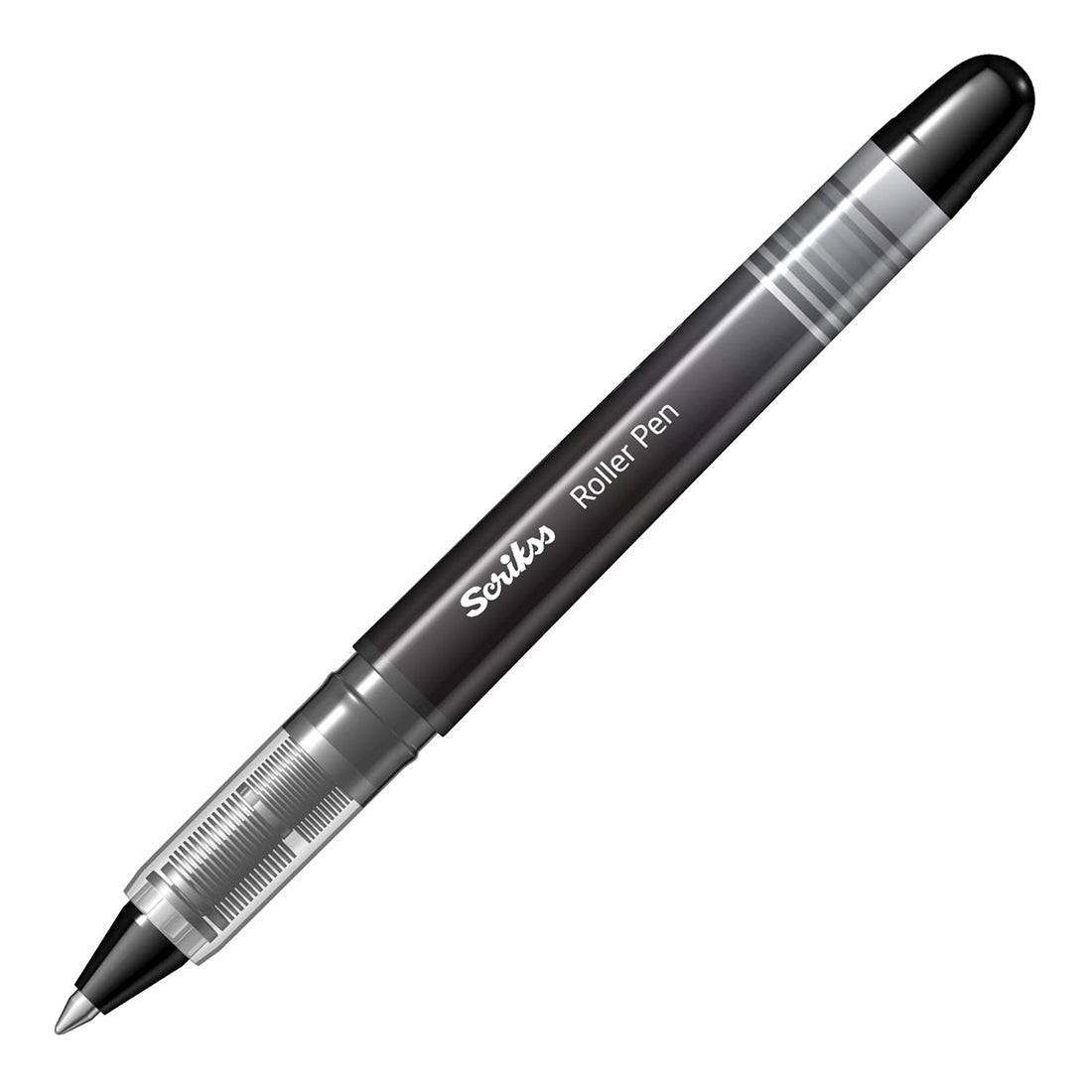 Scrikss Office 0.7 mm Roller Pen - Water Based Fast Drying Ink, ABS Plastic Body, Chrome Plated Tip - SR68 Black Set of 3