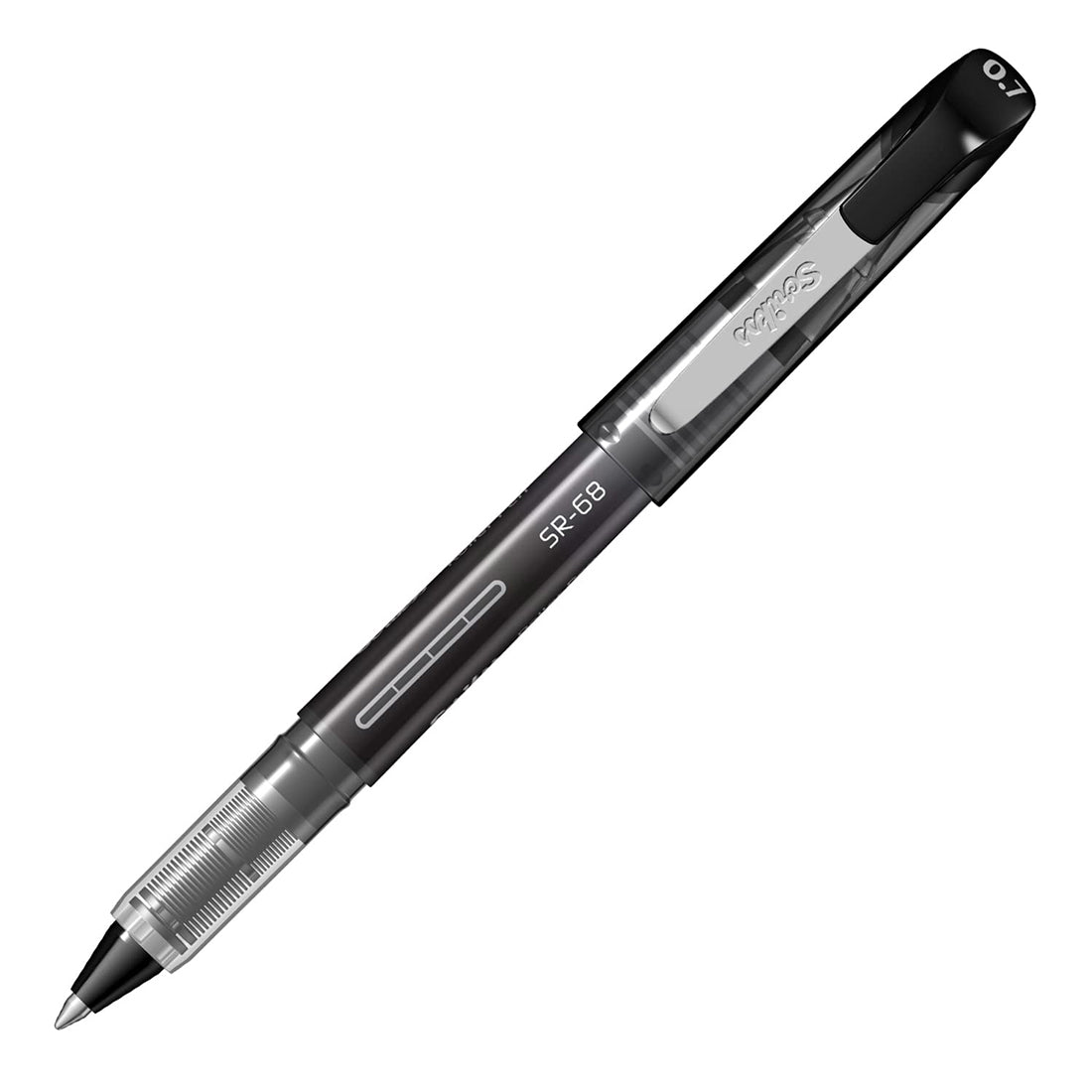 Scrikss Office 0.7 mm Roller Pen - Water Based Fast Drying Ink, ABS Plastic Body, Chrome Plated Tip - SR68 Black Set of 3