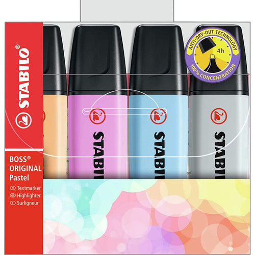 Stabilo | Boss Original | Assorted Colours | Pack Of 4 Pcs | Highlighter Pen