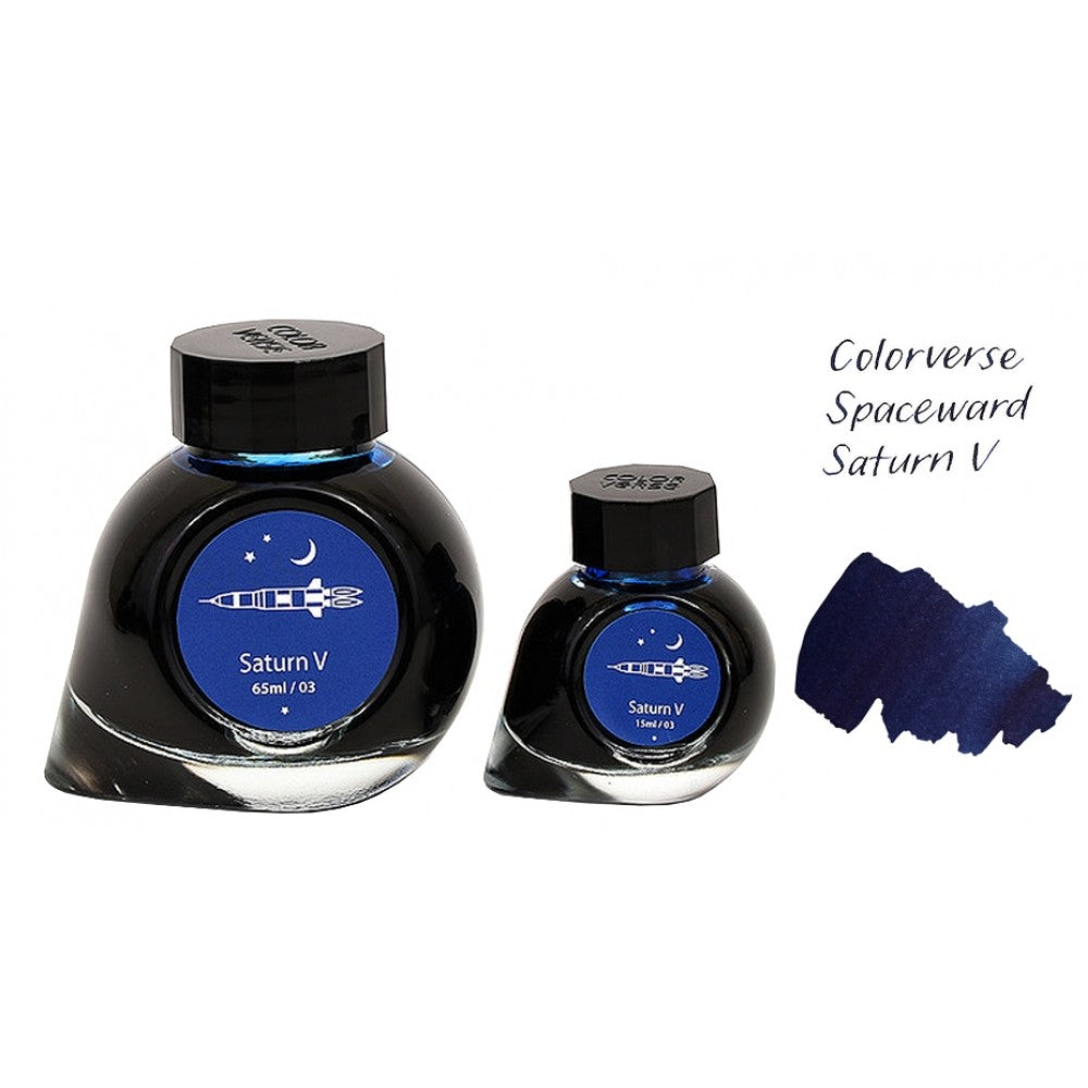 Colorverse Ink | Spaceward Series | Saturn V | Dark Blue | 65ml & 15ml | 2 Bottle Set - penpencilink