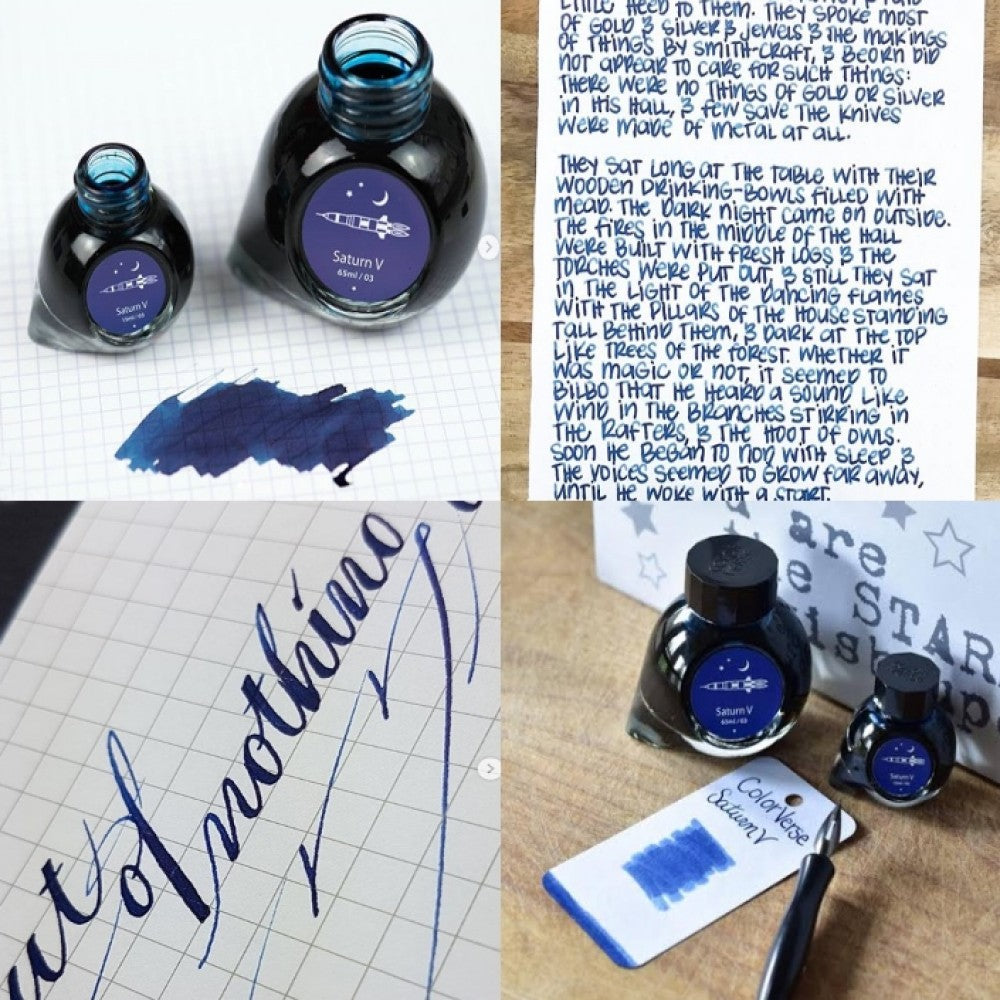 Colorverse Ink | Spaceward Series | Saturn V | Dark Blue | 65ml & 15ml | 2 Bottle Set - penpencilink
