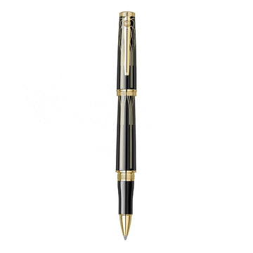 Scrikss Heritage 23k Gold Plated Engraved Design Rollerball Pen | Glossy Black