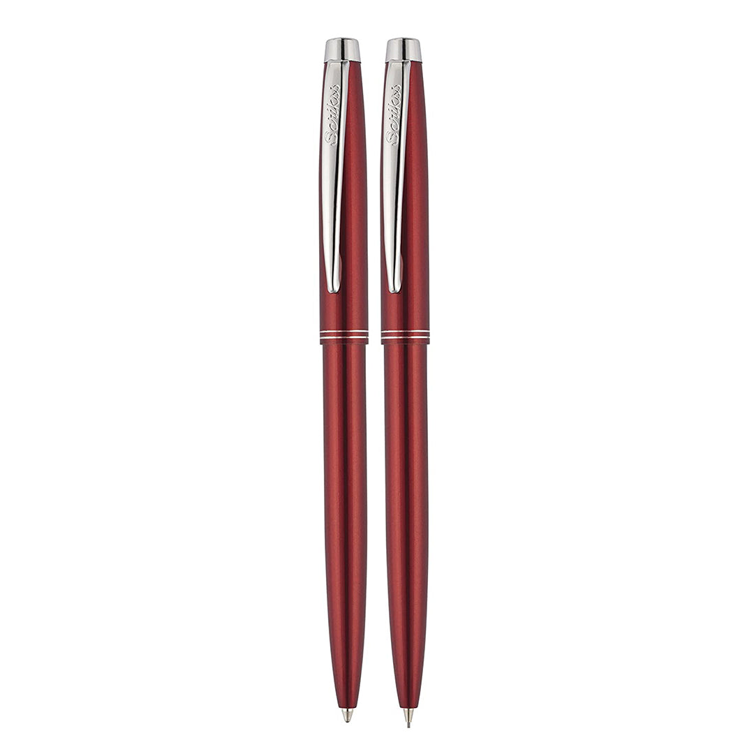 Scrikss 108 Prestige Ballpoint Pen & Mechanical Pencil Set | Red CT