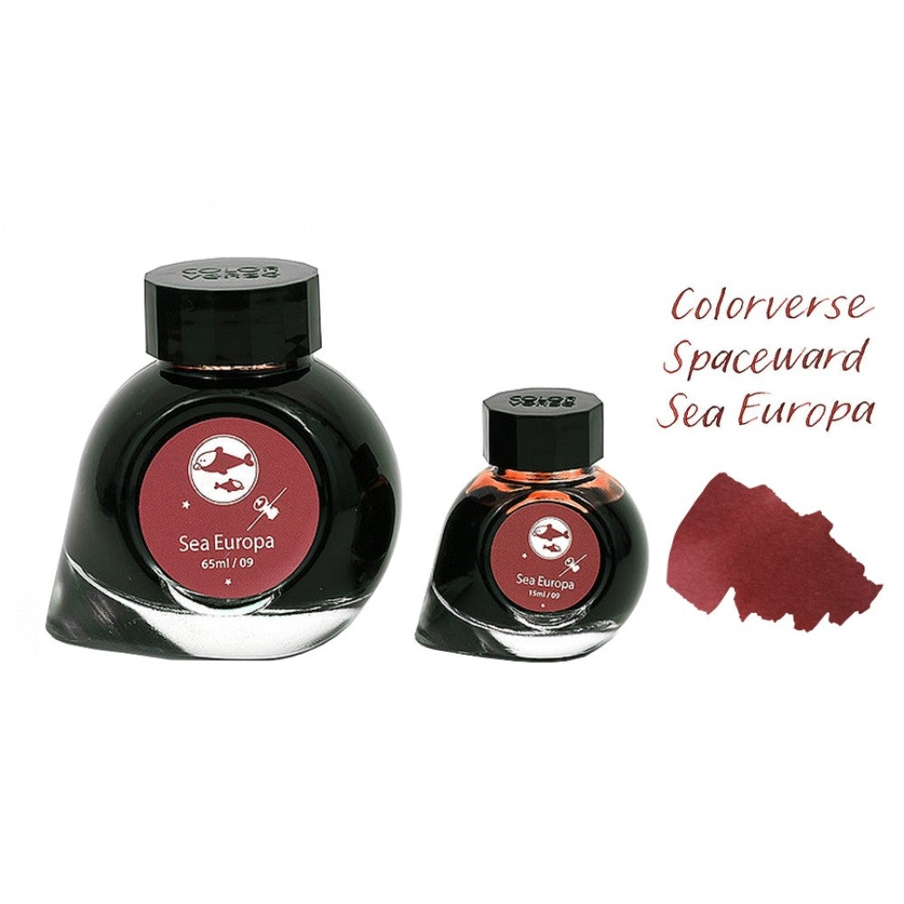 Colorverse Ink | Spaceward Series | Sea Europa | Red | 65ml & 15ml | 2 Bottle Set - penpencilink