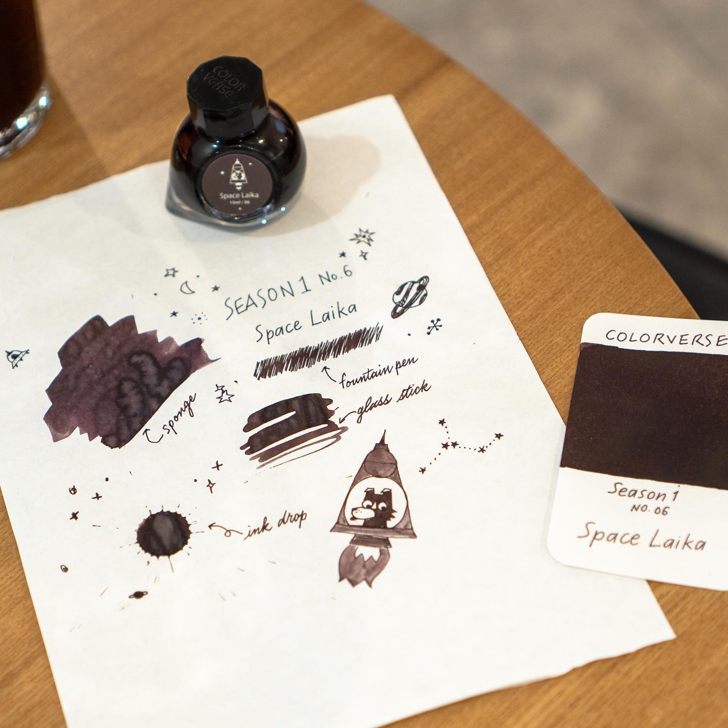 Colorverse Fountain Pen Ink | Spaceward Series | Space Laika | Dark Brown | 65ml & 15ml | 2 Bottle Set