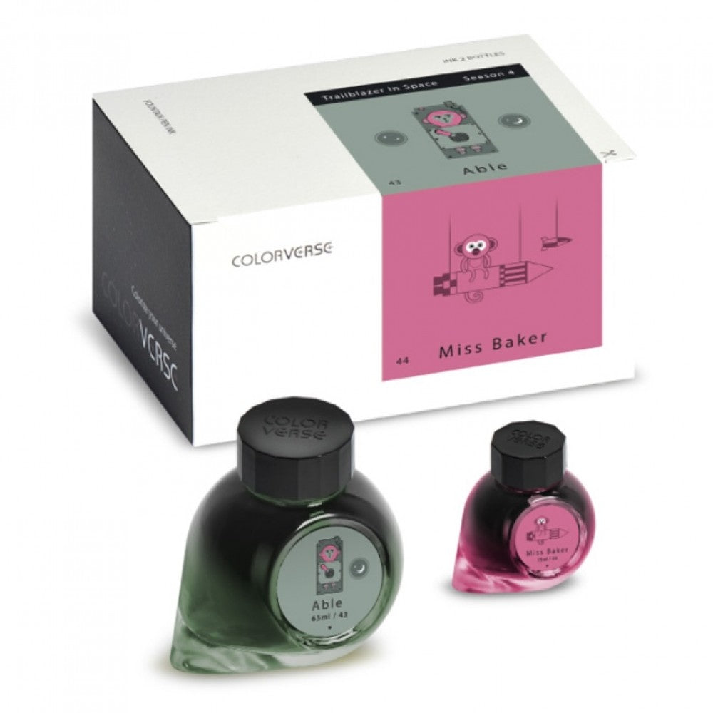 Colorverse Ink | Trailblazer In Space | Able Green & Miss Baker Pink | 65ml & 15ml | 2 Bottle Set - penpencilink