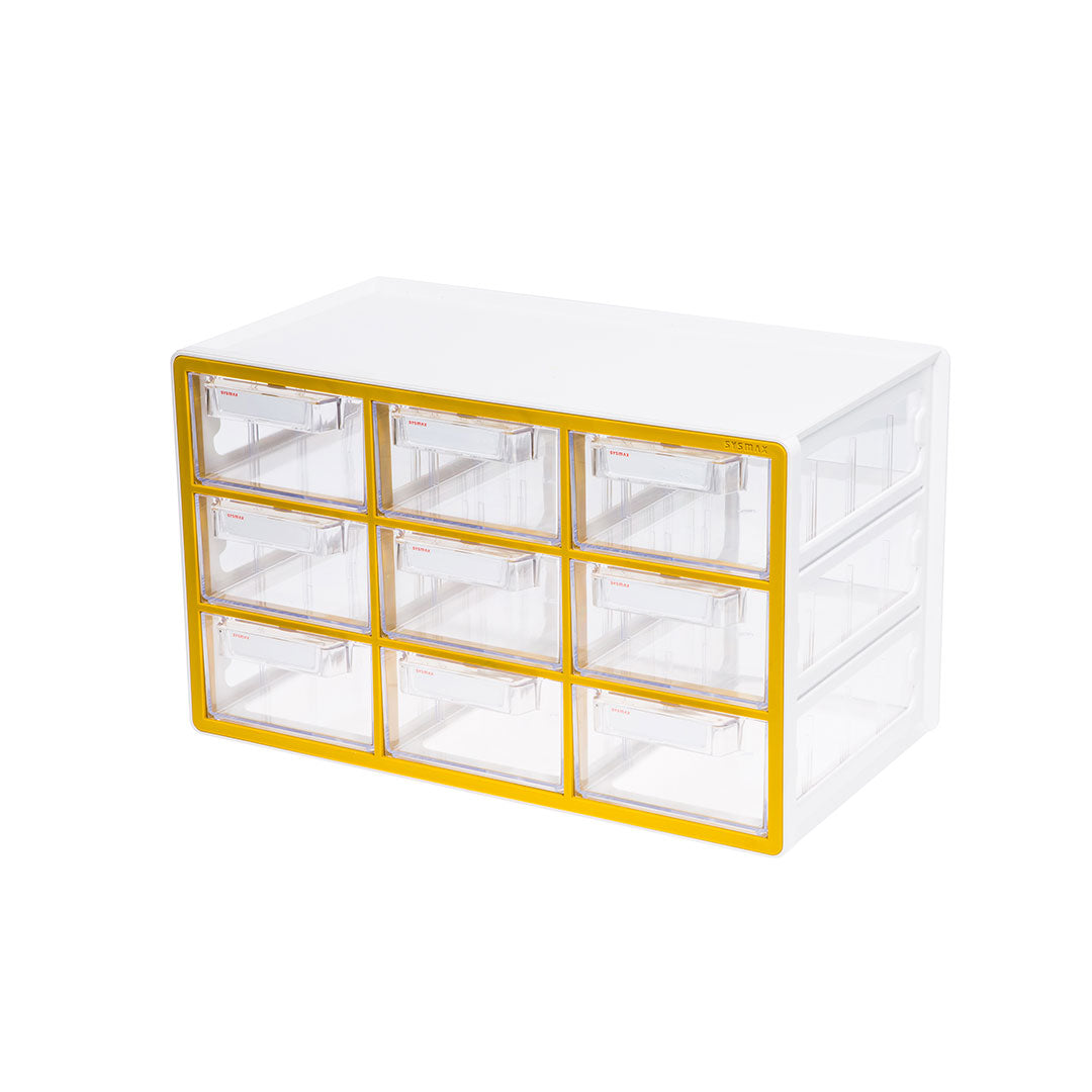 Sysmax | Multi Utility  Storage Box | 9 Drawers | Organizer | Yellow | Up System | For Office & Home