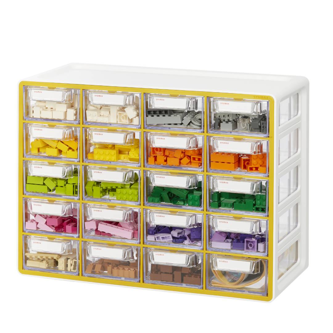 Sysmax | Multi Utility  Storage Box | 20 Drawers | Organizer | Yellow | Up System | For Office & Home