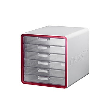 Litem | Multi Utility Storage Cabinet | 6 Drawers | Organiser | Red | My Room | For Office & Home