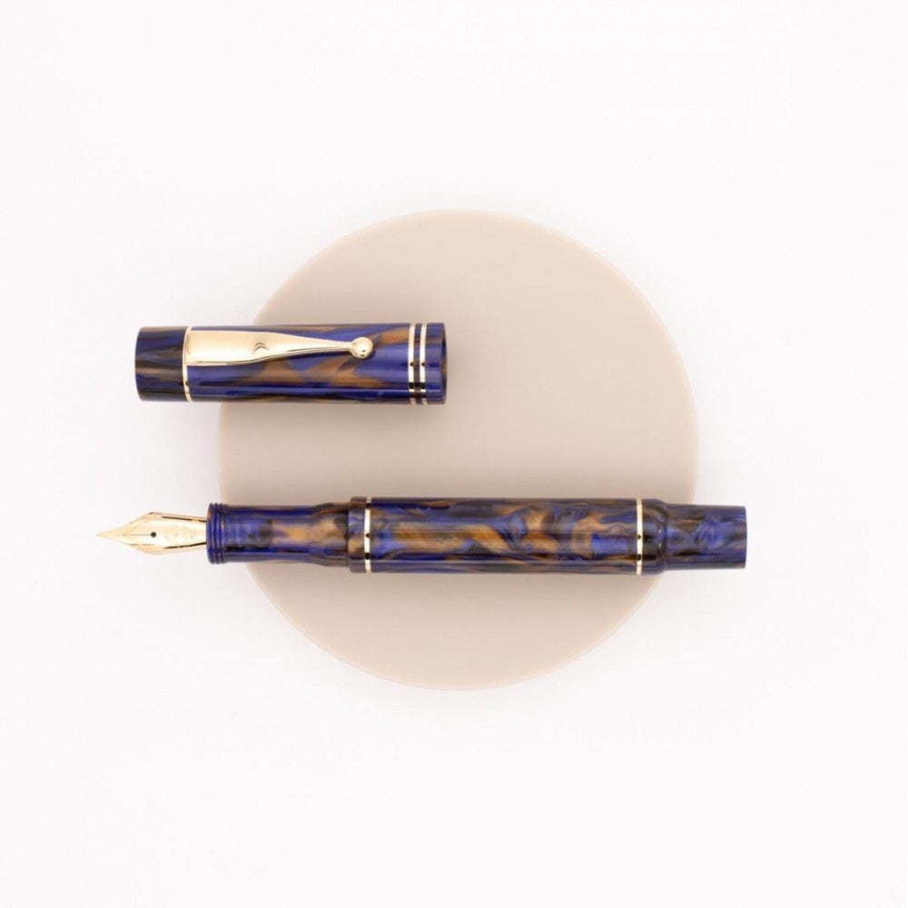 Gioia | Alleria | Fountain Pen | Crepuscola Blue-Brown | Gold Trims