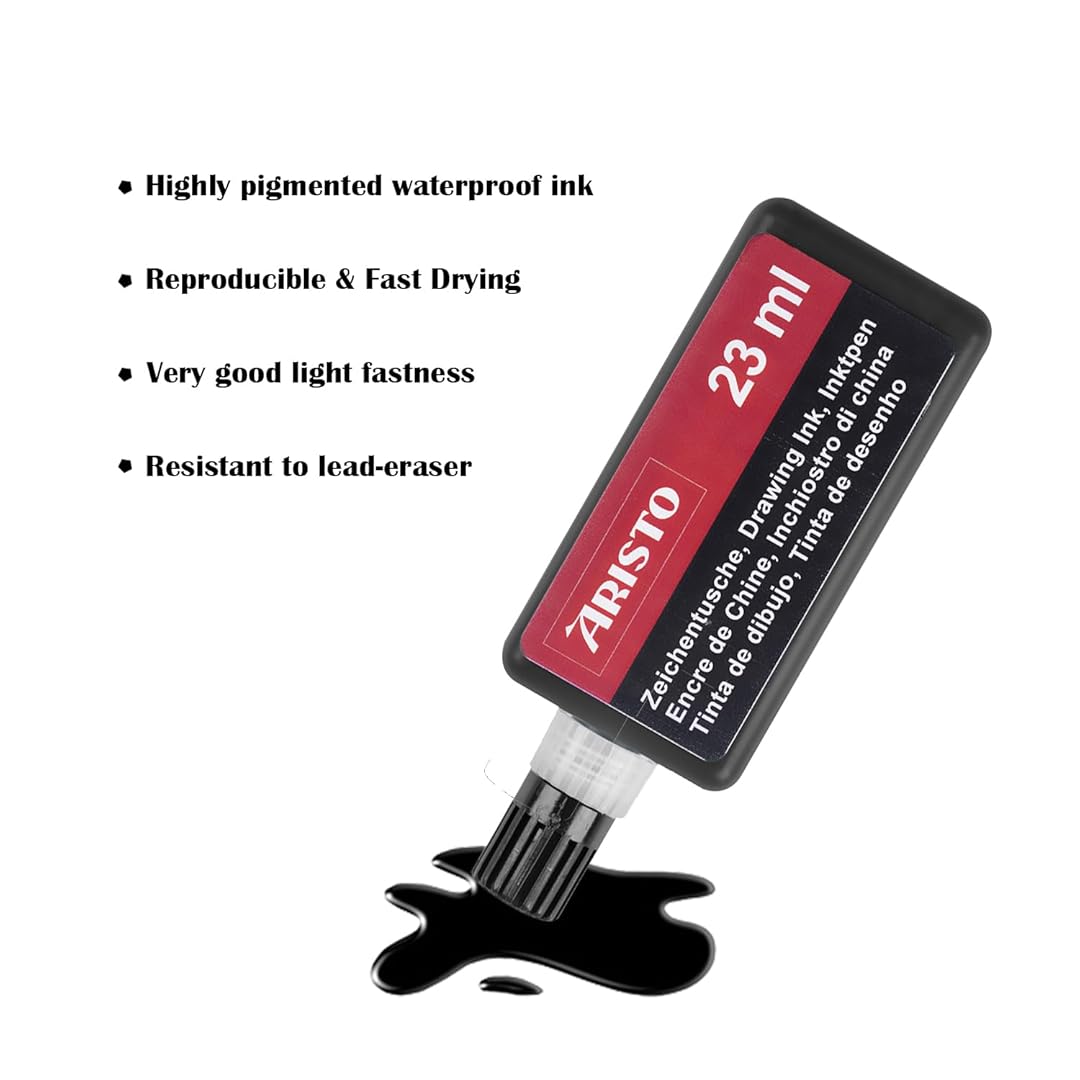 Aristo | 0.2mm 0.4mm 0.6mm Technical Drawing Pen | 0.5mm Mechanical Clutch Lead Pencil | Spare Leads | 23 ml Drawing Ink