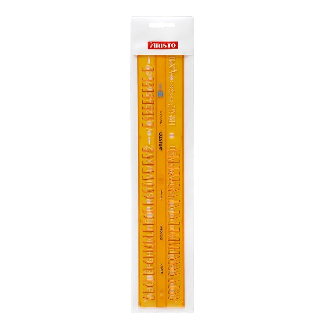 Aristo | Letter Stencil | Straight 7mm | Transparent Plastic | Ideal for Nomographer