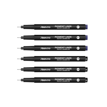 Aristo | Pigment Liner | 0.05,0.1mm | Set of 6 Pens