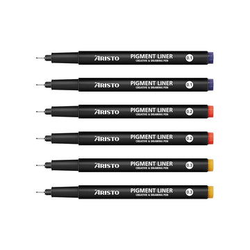 Aristo | Pigment Liner | 0.1,0.2,0.3mm | Set of 6 Pens