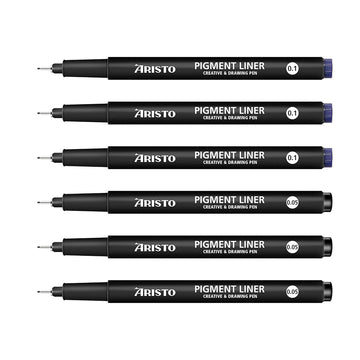 Aristo | Pigment Liner | 0.05,0.1mm | Set of 6 Pens