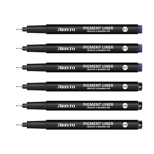 Aristo | Pigment Liner | 0.05,0.1mm | Set of 6 Pens