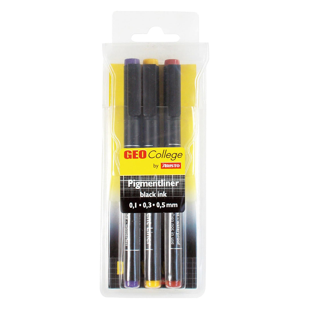 Aristo | Pigment Liner | 0.1, 0.3, 0.5mm | Black | Set of 3