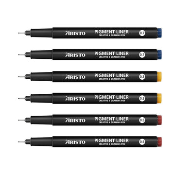 Aristo | Pigment Liner | 0.3,0.5,0.7mm | Set of 6 Pens
