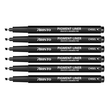 Aristo | Pigment Liner | Chisel Tip | Set of 6 Pens