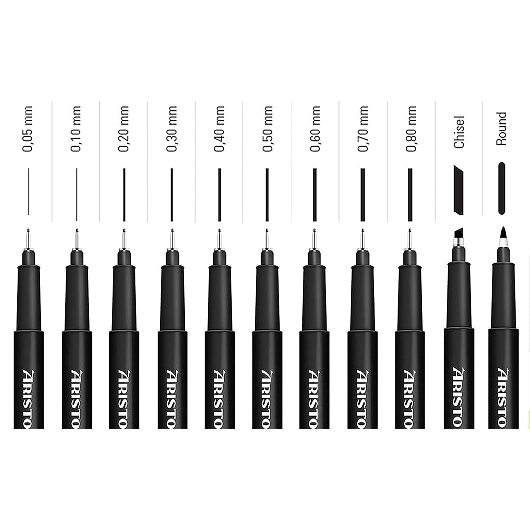 Aristo | Pigment Liner | 0.1,0.2,0.3mm | Set of 6 Pens