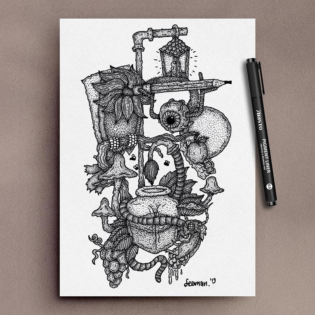 Aristo | Pigment Liner | 0.05, 0.1, 0.2, 0.3, 0.4, 0.5mm | Set of 6 Pens