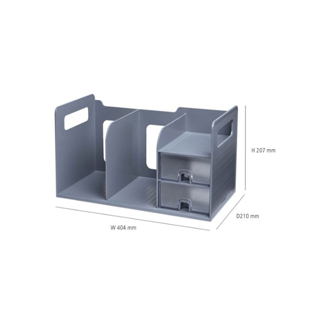 Sysmax | Book Rack With 2 Drawers | 2 Bookshelf |Organiser |White