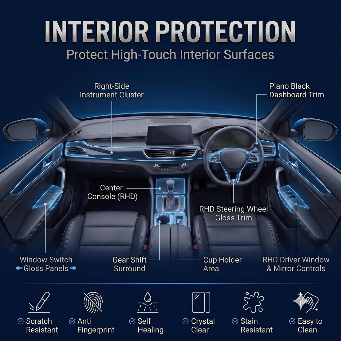 Precut interior PPF film layout for MG M9 (Maxus Mifa 9)