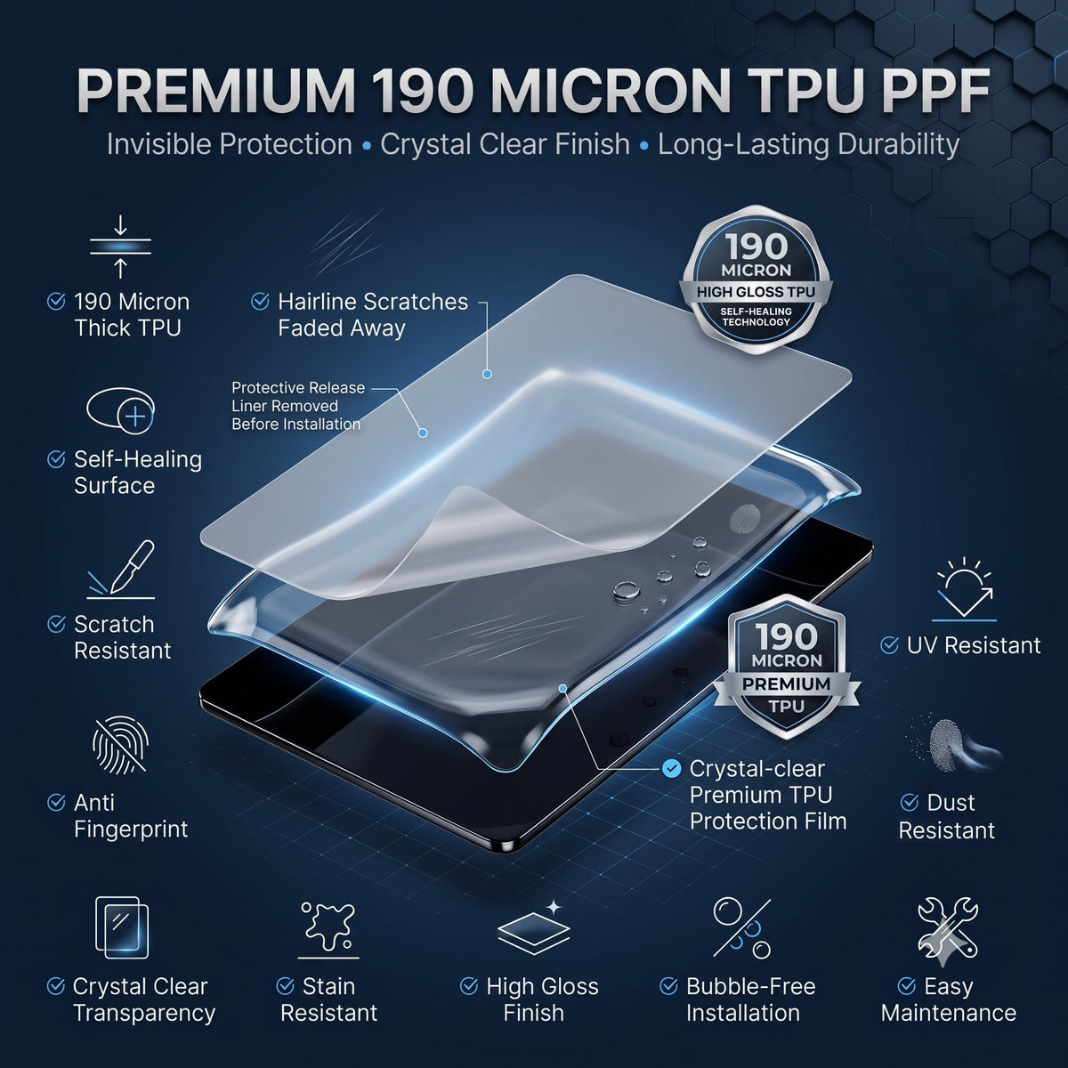 Self-healing clear TPU interior PPF