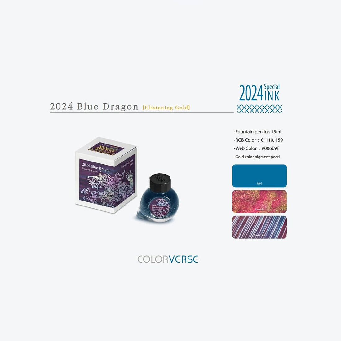 Colorverse | 2024 Special Ink | Glistening Silver | Blue Dragon | Fountain Pen Ink