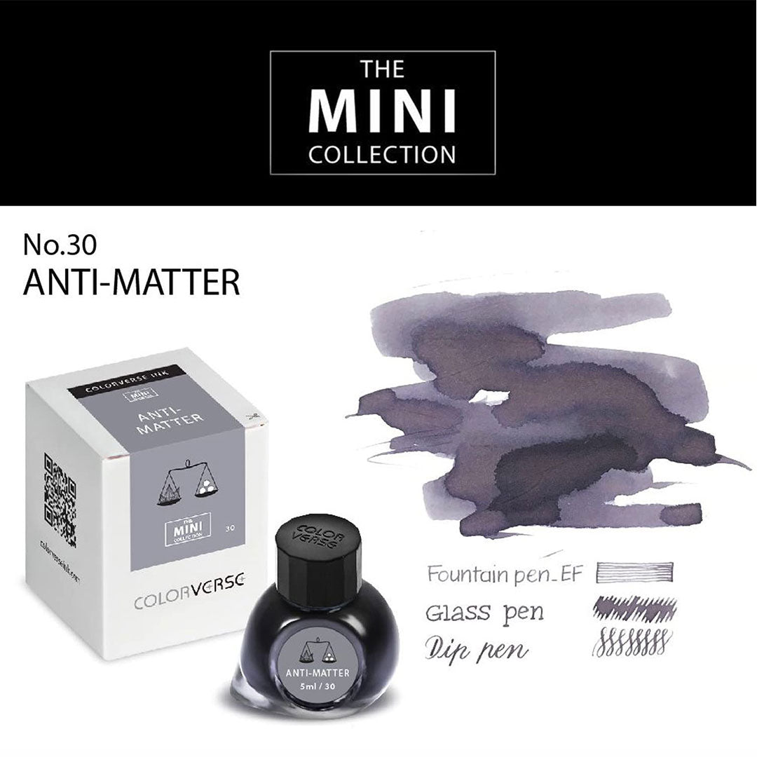 Colorverse Mini |  Gray | Fountain Pen Bottled Ink | 5ml | Anti-Matter