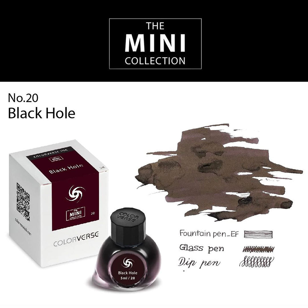 Colorverse Mini |  Black | Fountain Pen Bottled Ink | 5ml | Black Hole