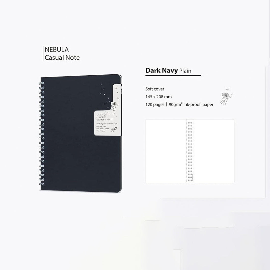 Colorverse | Nebula | Casual Series | Spiral Bound Notebook | Plain | Dark Navy