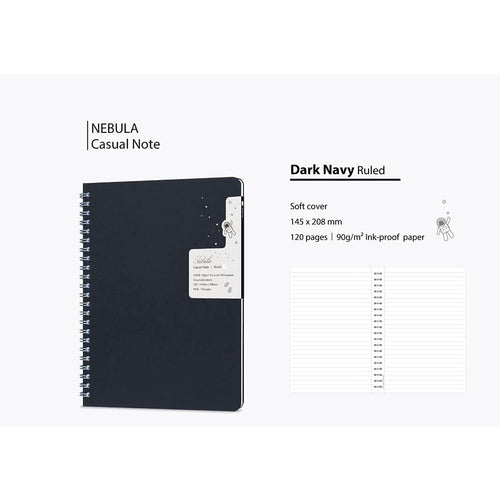Colorverse | Nebula | Casual Series | Spiral Bound Notebook | Ruled | Dark Navy